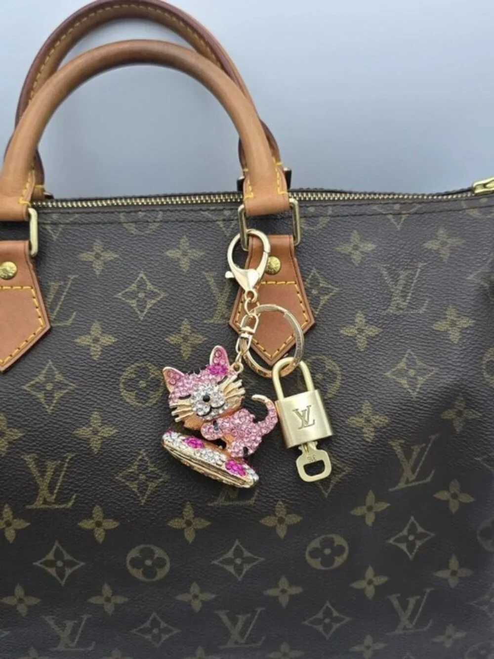 Louis Vuitton Gold Padlock Key 🔒 Authentic LV Charm + Unbranded Cat Keychain